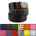 Punk Rock! 3-Row metal pirâmide studded couro cinto Unisex Wom Wom Goth das mulheres